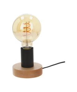 LAMPADA DA TAVOLO ONLI "FIGO" ROTONDA LEGNO E METALLO, E27